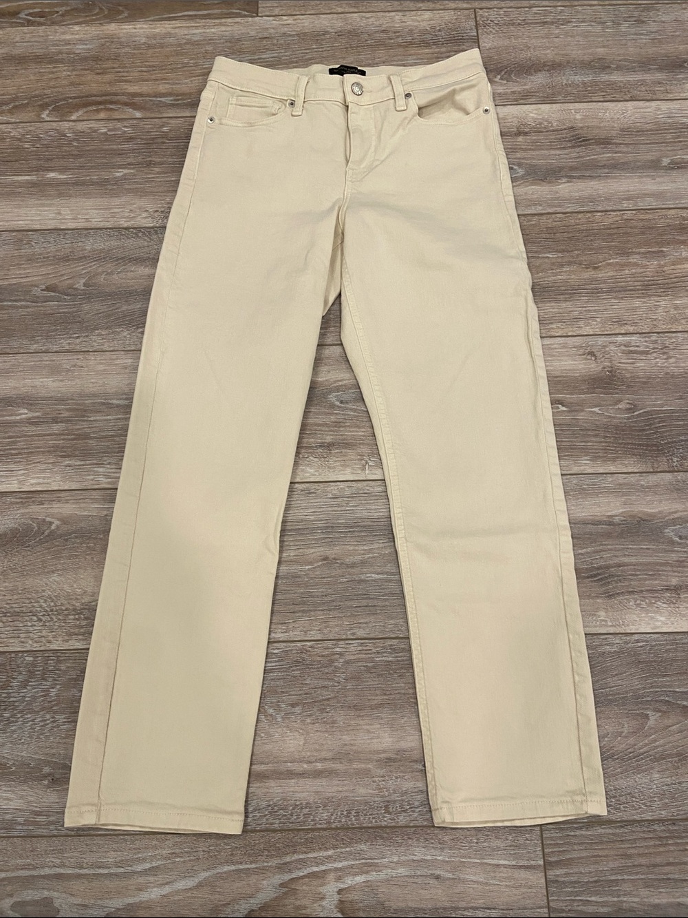 Banana Republic Cream Mid-Rise Slim Straight-Leg Jeans